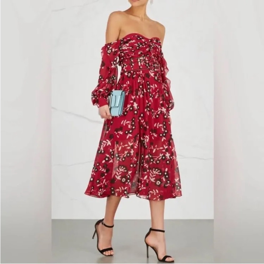 NWOT Self-Portrait Floral Off-Shoulder Midi Dress